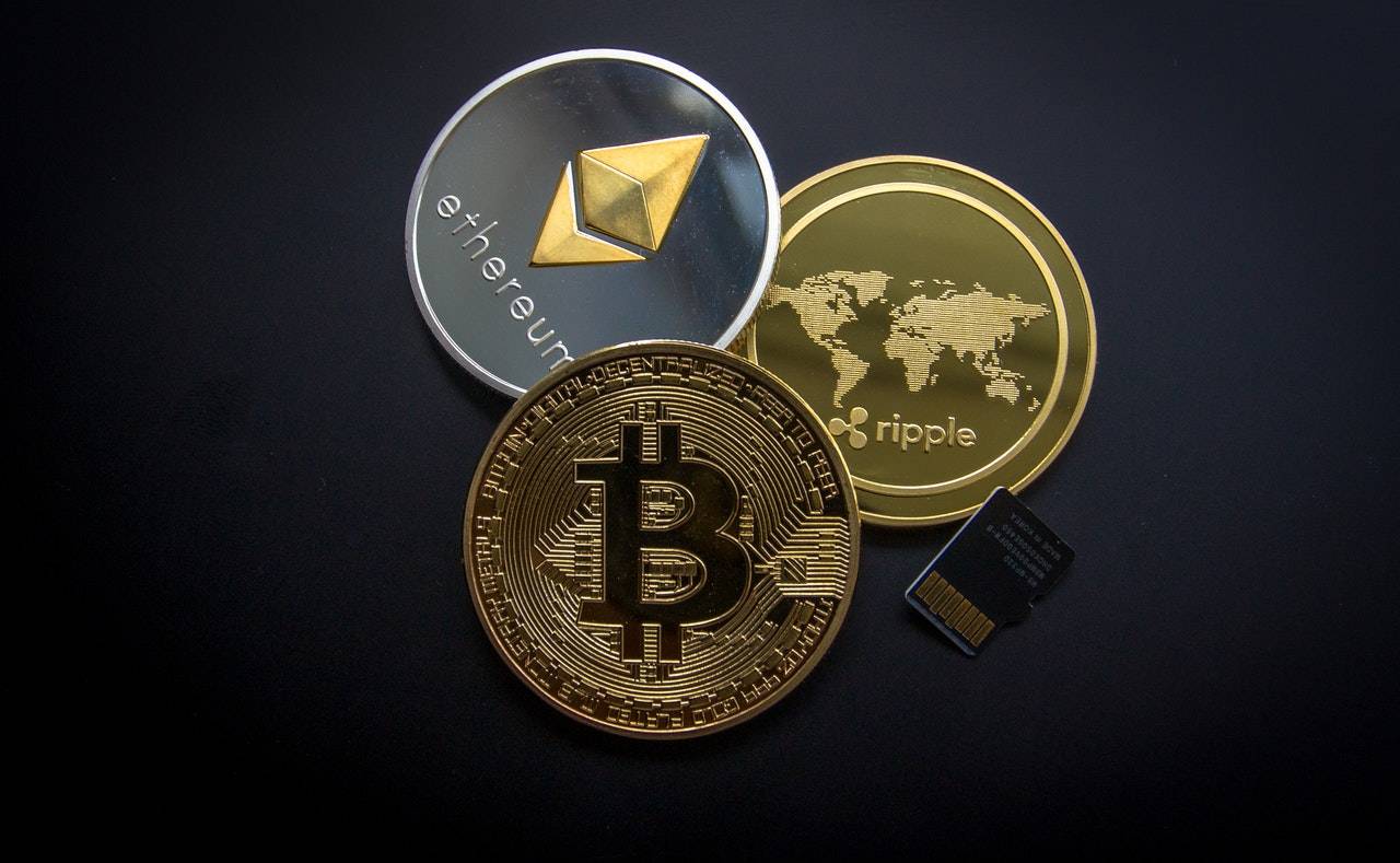 three coins on a table